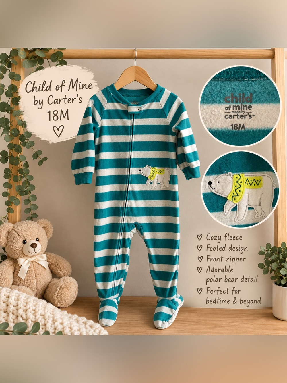 Child of Mine by Carter’s 18M Polar Bear Fleece Footed Sleeper